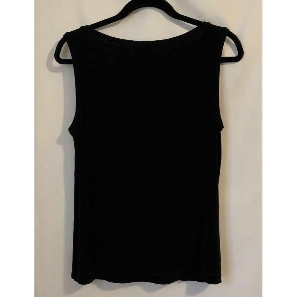 Chicos Travelers Size 2 Womens Large Top Black Tank Layering Stretch Slinky - Picture 2 of 6